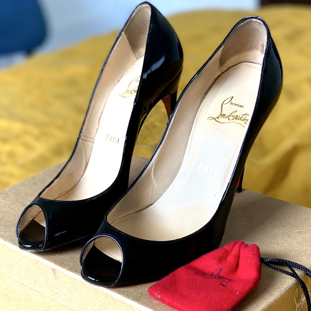 Christian Louboutin Sexy 100 Patent Calf Heels Black 37.5